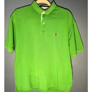 MENS GREEN 2 BUTTON FRONT TOMMY HILFIGER SHORT SLEEVE POLO SHIRT SIZE MEDIUM